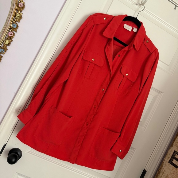 Chico's ORANGE jacket SZ 12 (altered see description) - Picture 1 of 9